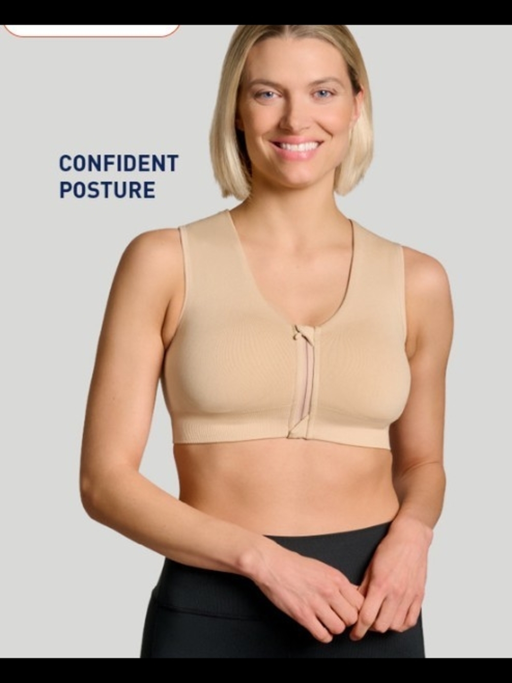Seamless Front-Zip Support Bra - Nude Tommy Copper